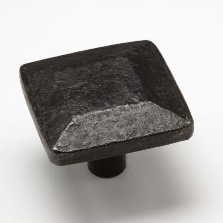 Black Iron Pulls - 1.5 Hammered Square Knob 0427 - Northern Crescent Iron